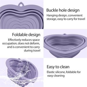 Bol pliable en forme de cœur <span class=keywords><strong>pour</strong></span> <span class=keywords><strong>chien</strong></span>, bol de voyage portable en silicone <span class=keywords><strong>pour</strong></span> chats et petits animaux, bol à eau pliable <span class=keywords><strong>pour</strong></span> les promenades en extérieur - Product Image 3