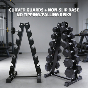 Wholesale Gym Fitness Equipment High-end Adjustable 3 Tier 15 Pair Triangle <strong>Hex</strong> Rubber <strong>Dumbbell</strong> <strong>Set</strong> <strong>Rack</strong> - Product Image 5