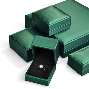 FANXI Green PU Leather Jewelry <b>Box</b> Bracelet Necklace <b>Earring</b> for Jewelry Packaging <b>Gift</b> <b>Box</b> - Product Image 2