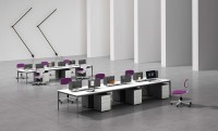 Ensemble de bureaux modulaires LIWEI modernes pour 6 personnes, avec panneaux en bois durables, pour une collaboration efficace du personnel