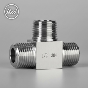 Conector en T de Acero Inoxidable 304 con Rosca Macho de 1/2 Pulgada para Tuberías de Agua - Product Image 1