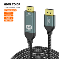 Cable DP a HDMI A490 4K de Alta Calidad, 1M 2M, Cable DP a HDMI Unidireccional, Cable Adaptador Chapado en Oro, Cable Convertidor