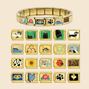 Gold Color Butterfly <b>Dog</b> Monkey Dragonfly Cat Link Fit 9mm Stainless Steel Italian Charms Bracelet Jewelry Making DIY Women Man - Product Image 5