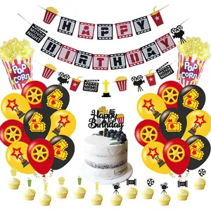 Nicro Hollywood Movie Night Theme Party Supplies Banner di carta tappeto rosso cinema festa di compleanno decorazione da appendere alla parete