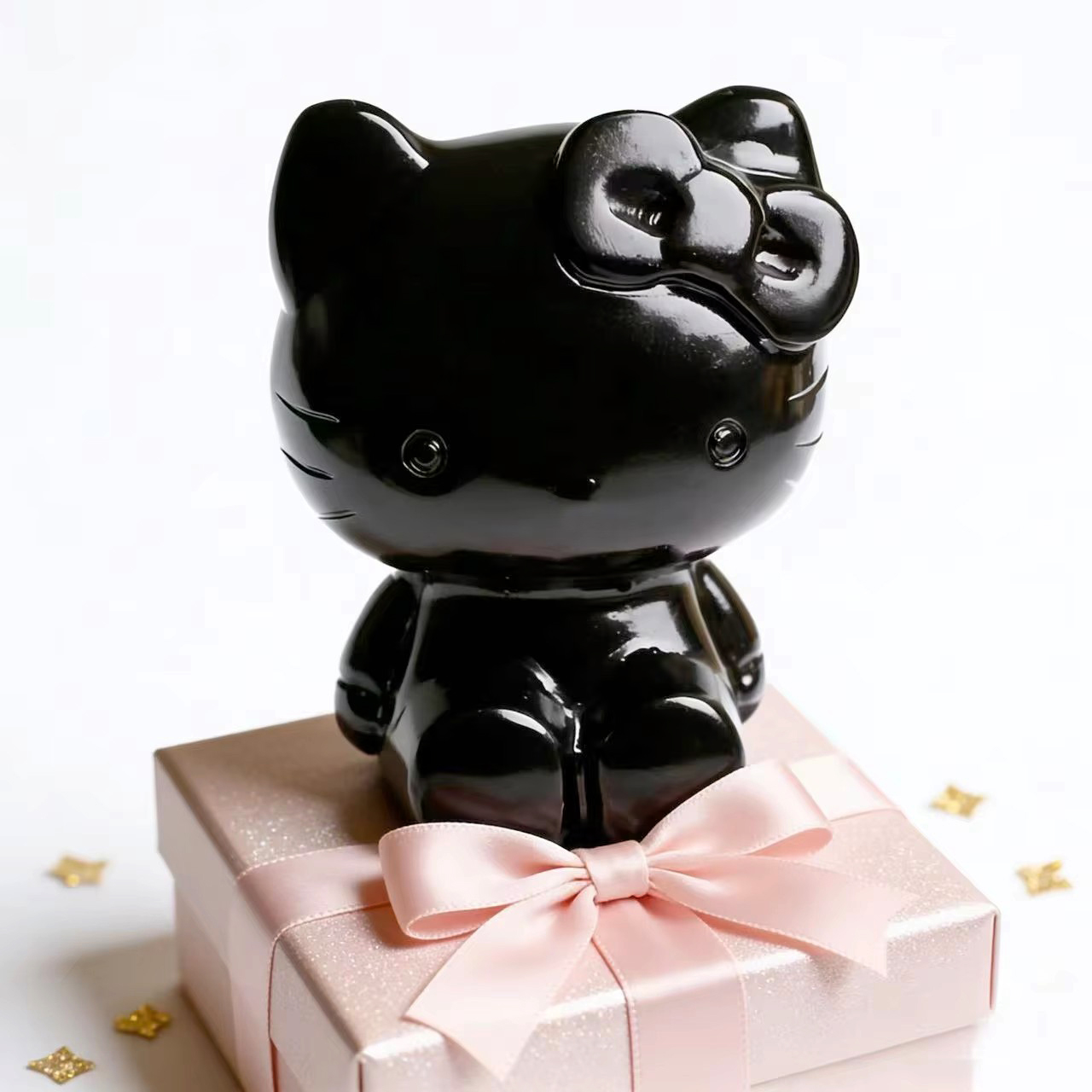 Wholesale Black Obsidian Hello Kitty Crystal Figure - Cute Home