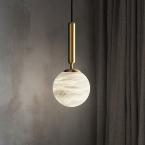 Lampe suspendue moderne et luxueuse pour restaurant, lampe <span class=keywords><strong>magique</strong></span> créative en cuivre et en pierre naturelle, plafonnier en forme de <span class=keywords><strong>boule</strong></span> de marbre - Product Image 3