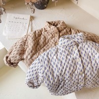 Veste matelassée en coton éponge à col roulé, style coréen, couleur unie, à boutonnage simple, motif dessin animé, pour filles, collection automne-hiver 2026