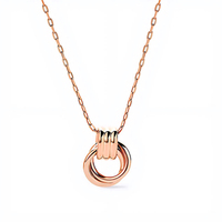 Collier ras du cou Gemnel tendance avec pendentif cercle entrelacé, plaqué or 14 carats, argent sterling 925, bicolore, pour femme