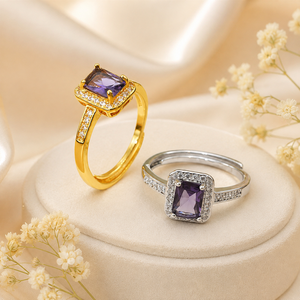 Anello quadrato in pietra, gioiello da donna dal design classico per l'uso quotidiano - Product Image 3