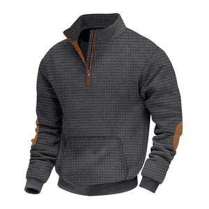 Suéter Polo de Otoño Invierno 2025 para <span class=keywords><strong>Hombre</strong></span>, Jacquard a Cuadros, Cuello Alto con Cierre, Prenda Exterior Informal y Holgada - Product Image 3