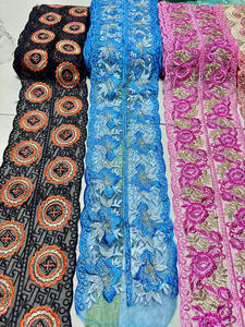 جديد تقليم افريقي مطرز دانتيل متعدد الالوان حجر الراين تقليم دانتيل لفستان التطريز - Product Image 6