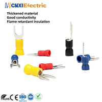 Conectores Eléctricos de Crimpado Rápido de Fácil Entrada Serie CNXI SE, Terminales de Horquilla Aislados de Cable de PVC Rojo, Cobre Estañado