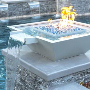يتميز حريق الحديقة والمياه في الهواء الطلق Corten Steel Gas Waterfall Bowl Bowl - Product Image 1