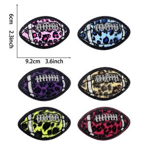 New Hot Iron on Embroidered <b>Black</b> Glitter Border Leopard Print Colorful Softball Patch for Hat Hoodies Decoration - Product Image 2