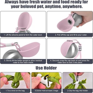 Bouteille d'eau portable 2 en 1 pour chien, anti-fuite et compacte - Bouteille en acier inoxydable et bol en silicone pour chiens - Product Image 3