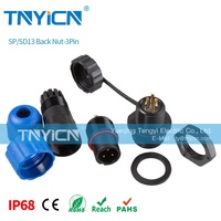 Connecteur d'alimentation circulaire étanche pour bmw M13, pour panneau en plastique fileté, 3 broches