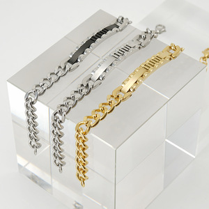 <b>Titanium</b> Steel Men's Bracelet 8MM Black Gold <b>Chain</b> Link Fashion Jewelry - Product Image 4