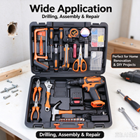 Ensemble d'outils électriques de 60 pièces avec perceuse sans fil et perceuse à percussion, kit d'outils de réparation multifonctionnel pour la maison, boîte en plastique