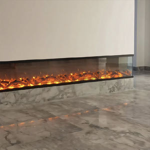 Cheminée électrique au design moderne de haute qualité Insert en acier à flammes simulées multicolores en verre à <span class=keywords><strong>3</strong></span> <span class=keywords><strong>faces</strong></span> pour décor d'espace public - Product Image 2