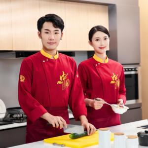 Seco absorbente de sudor a prueba de aceite de manga larga estilo chino ropa blanca vestido uniforme para Chia tienda de comida uniforme de <span class=keywords><strong>Chef</strong></span> italiano - Product Image 3
