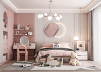 Mode moderne Table de maquillage personnalisable Bureau à tiroirs intégrés Bibliothèque Armoire à portes pour chambre d'enfant Chambre d'hôtel