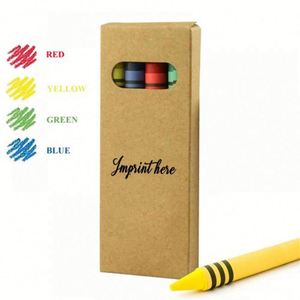 Ensemble de 4 crayons de cire miniatures portables avec logo personnalisé, couleurs assorties, boîte en papier kraft pour kits de bienvenue scolaires - Product Image 3