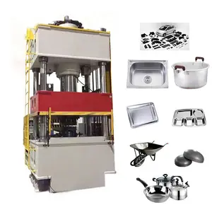 4-Column 300 Ton Hydraulic Press Machine For Dish End Pot Utensils Fry Pans Woks Making Machine For Aluminum Cookwares Sheets