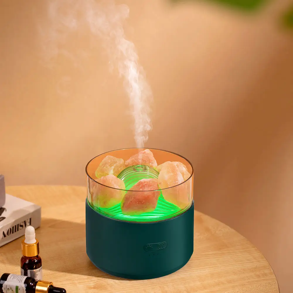 New Design Salt Aroma Essenti Oil Diffuser Bathroom Home Crystal Salt Block Stone Aroma Diffuser Air Soft Light 813