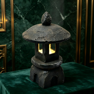 Lanterne <span class=keywords><strong>solaire</strong></span> de jardin en pierre de pagode <span class=keywords><strong>japonaise</strong></span>, lampe LED extérieure en résine, étanche, pour aménagement paysager, décoration zen pour patio - Product Image 4