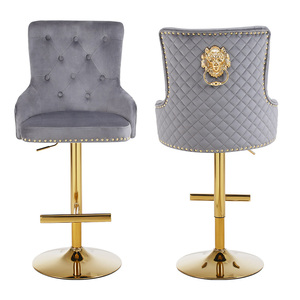 Chaise de <span class=keywords><strong>bar</strong></span> moderne en velours à dossier carré réglable en <span class=keywords><strong>hauteur</strong></span> à la main avec base chromée pour salle à manger salon maison <span class=keywords><strong>bar</strong></span> restaurant <span class=keywords><strong>tabouret</strong></span> - Product Image 1