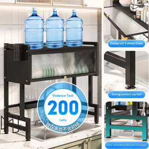 Égouttoir à vaisselle multifonctionnel à double niveau en acier au carbone, anti-poussière, rétractable pour porte d'armoire, pour la maison - Product Image 3