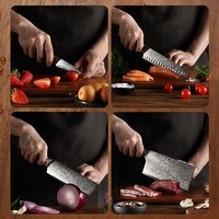Ensemble de couteaux de cuisine en acier Damas forgé avec manche ergonomique en G10 noir