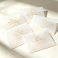 Services d'impression personnalisés OEM/ODM pour cartes de remerciement semi-transparentes en vélin, avec dorure à chaud or et argent, pour commandes sur mesure