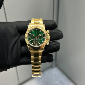 Relojes Mecánicos para Hombre, Reloj de Metal, Reloj Automático de Lujo a la Moda para Hombre, Esfera Verde Brillante, Dorado Amarillo, 40 mm, Cronógrafo - Product Image 1