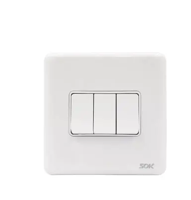 Beyaz elektrik anahtarı 16AX 250V 3 Gang 2 yollu ışık anahtarı yüksek kaliteli duvar anahtarı