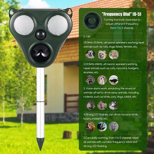 Saijzek Meilleure Vente Grand Panneau Solaire 4 Haut-parleurs Répulsif Solaire Ultrasonique pour Animaux Anti Souris Chats Chiens Oiseaux Serpents - Product Image 5
