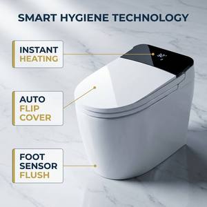 WC intelligent de luxe moderne avec bidet intégré, chasse d'eau automatique, capteur de pied, siège chauffant, cuvette ronde ST682H Sma - Product Image 2