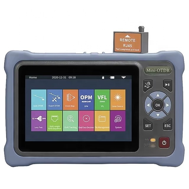 12 1 MINI OTDR 1310/1550nm 26/24dB 100KM Touch Screen Smart Otdr Meter Handheld Optical Time Domain Reflectometer FTTH PON