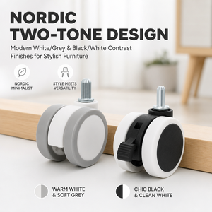 Roulettes pour meubles 50 mm en polyuréthane pivotantes avec frein, tige filetée, design moderne, pour usage domestique et bureautique, roue durable - Product Image 3