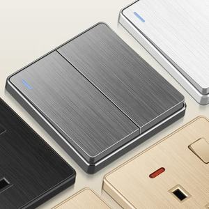 Toma de corriente doble universal de 5 orificios con puerto Usb toma de corriente de pared plateada 110-250V UK 13A toma de corriente para PC interruptor de luz de 1/2/3 vías - Product Image 3