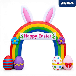 Colorful Inflatable Easter Bunny Arch Decoration With Egg Ornaments For Garden Lawn Storefront And Holiday Celebration - Product Image 1
