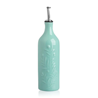Bouteille distributrice d'huile d'olive en céramique personnalisée, bouteille d'huile opaque en céramique avec bec verseur pour la maison