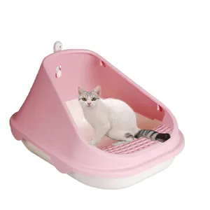 Nuevo diseño de la venta caliente tamaño grande caja de arena para gatos con cuchara impermeable gato toliet caja