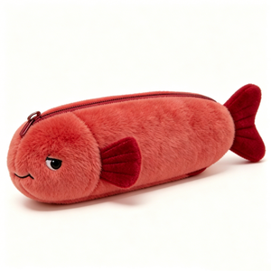 Estuche de Lápices de Peluche con Forma de Pez Personalizado, Bolsa para Lápices con Cremallera de Pez Rojo, Diseño de Animales Marinos, Bolsa de Papelería Unisex para Halloween para Bebés - Product Image 1