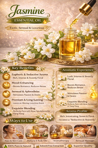 Huile Essentielle de Jasmin Pure et Naturelle, Huile Florale pour la Peau, les Cheveux, le Parfum, l'Aromathérapie, Soin Relaxant, Vente en Gros - Product Image 3