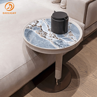 Table d'appoint Table d'appoint haut de gamme de luxe avec plateau en marbre Base en métal Meubles de salon de haute qualité pour villa et hôtel