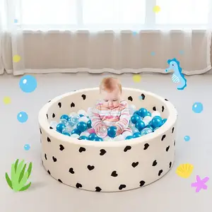 Supercute Round Foam Ball Pit for Toddlers Boys Girls Gift Foldable Indoor Ball Pool Sets for Living Room