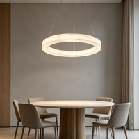 Lustres suspendus modernes en fer chromé personnalisés, abat-jour en albâtre LED pour protéger les yeux, angle de faisceau de 360° pour salon
