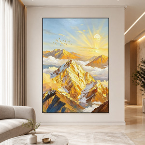 Hand Painted Oil Painting Golden Mountain Landscape Art With <b>Frame</b> Modern Minimalist Living Room Decorative Wall Art - Product Image 2