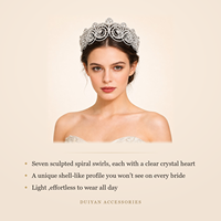 Coiffe de mariée en cristal transparent avec sept spirales sculptées uniques, style diadème, pour fête de mariage Duiyan